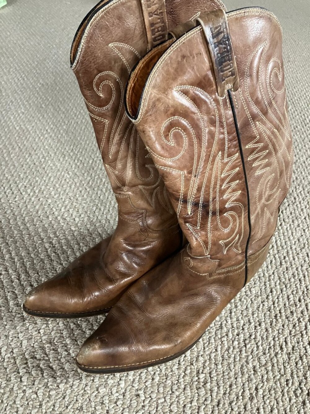 Loblan Leather Brown Unisex Leather Western Cowboy Boots size 43 Used